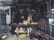 Gustav Wentzel Painting Snekkerverksted oil